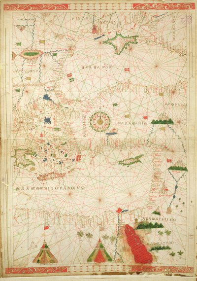 The Eastern Mediterranean, from a nautical atlas, 1520 by Giovanni Xenodocus da Corfu